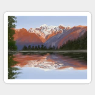 New Zealand Mount Cook original Digital Painting Artwork Sticker